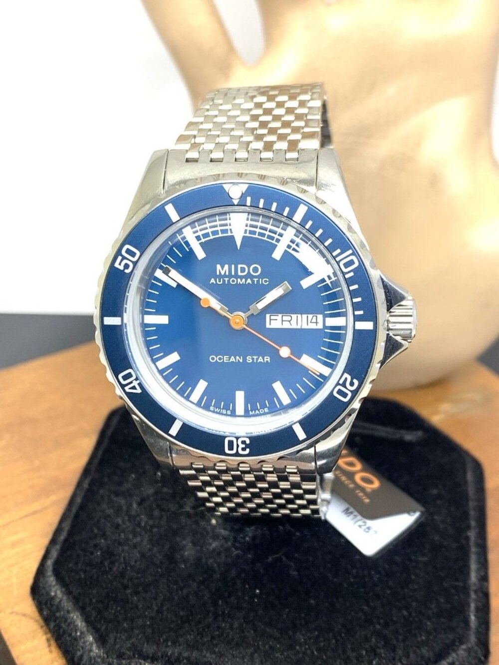 Mido Ocean Star Men's Watch Swiss Automatic Blue Dial Day Date Steel 40.5mm